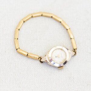 6 inch, Vintage Barrel Beads Silver Tone Circular Watch by Frontemac - P1